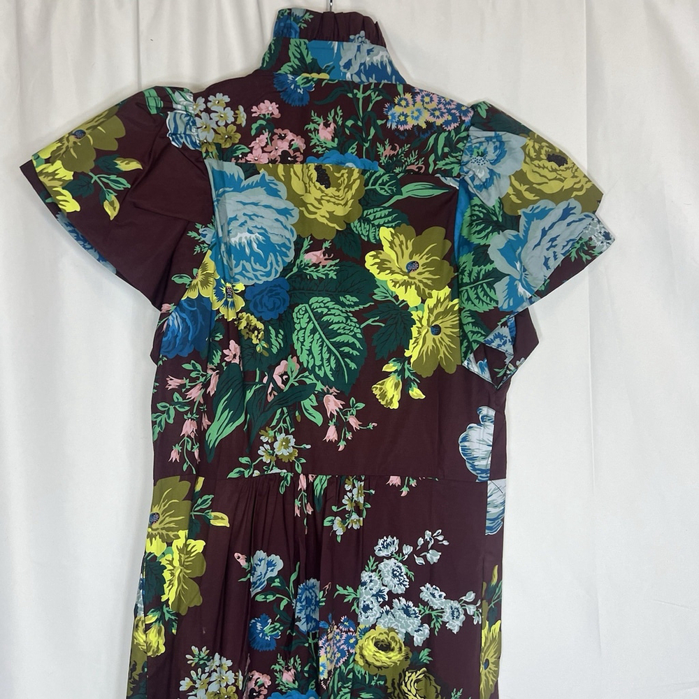 Tuckernuck Oxblood Verdant Alice Dress XS Floral Ruffles Merlot Preppy Classic - Picture 7 of 10